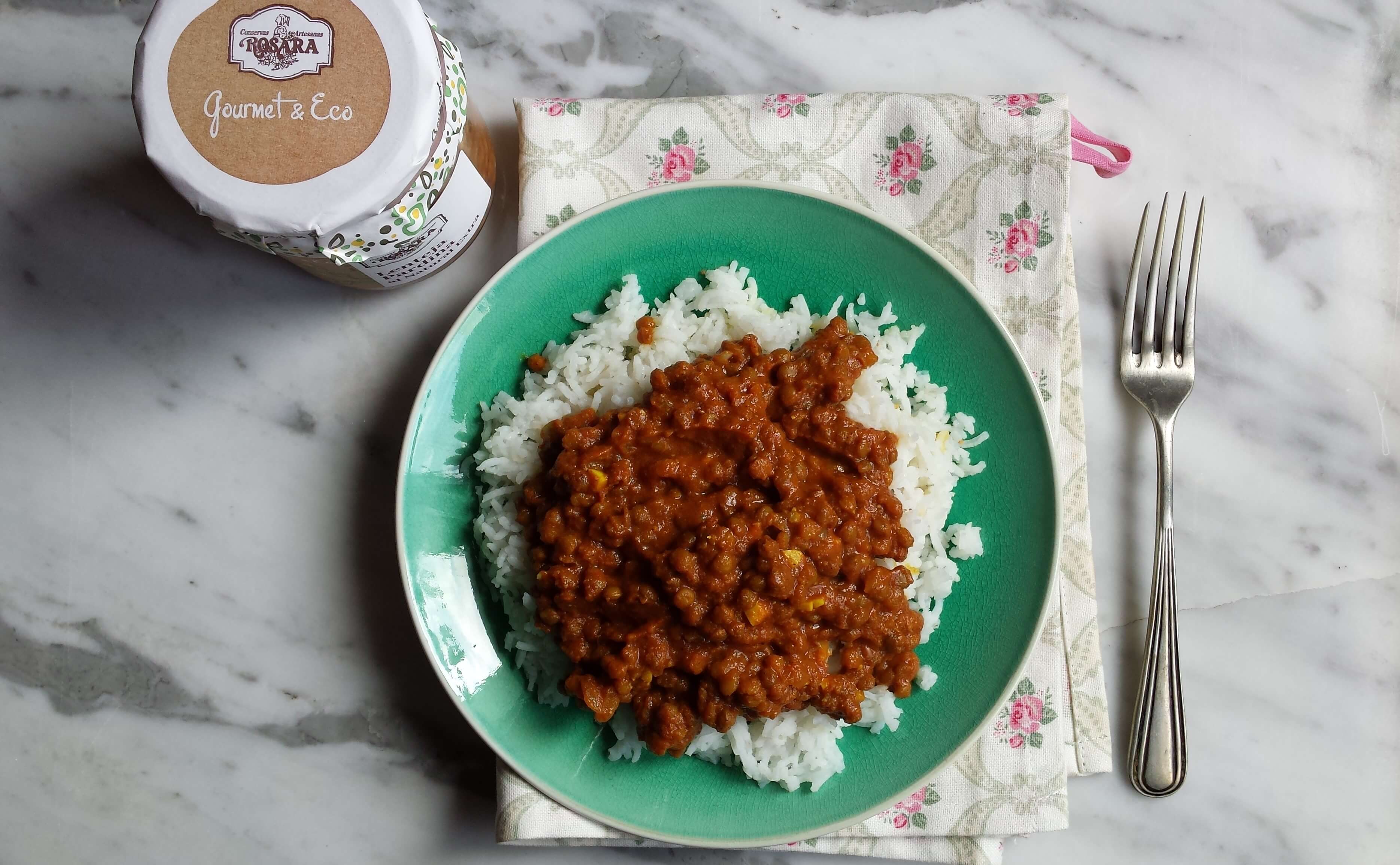 Presentación de lentejas al curry 1 Rosara